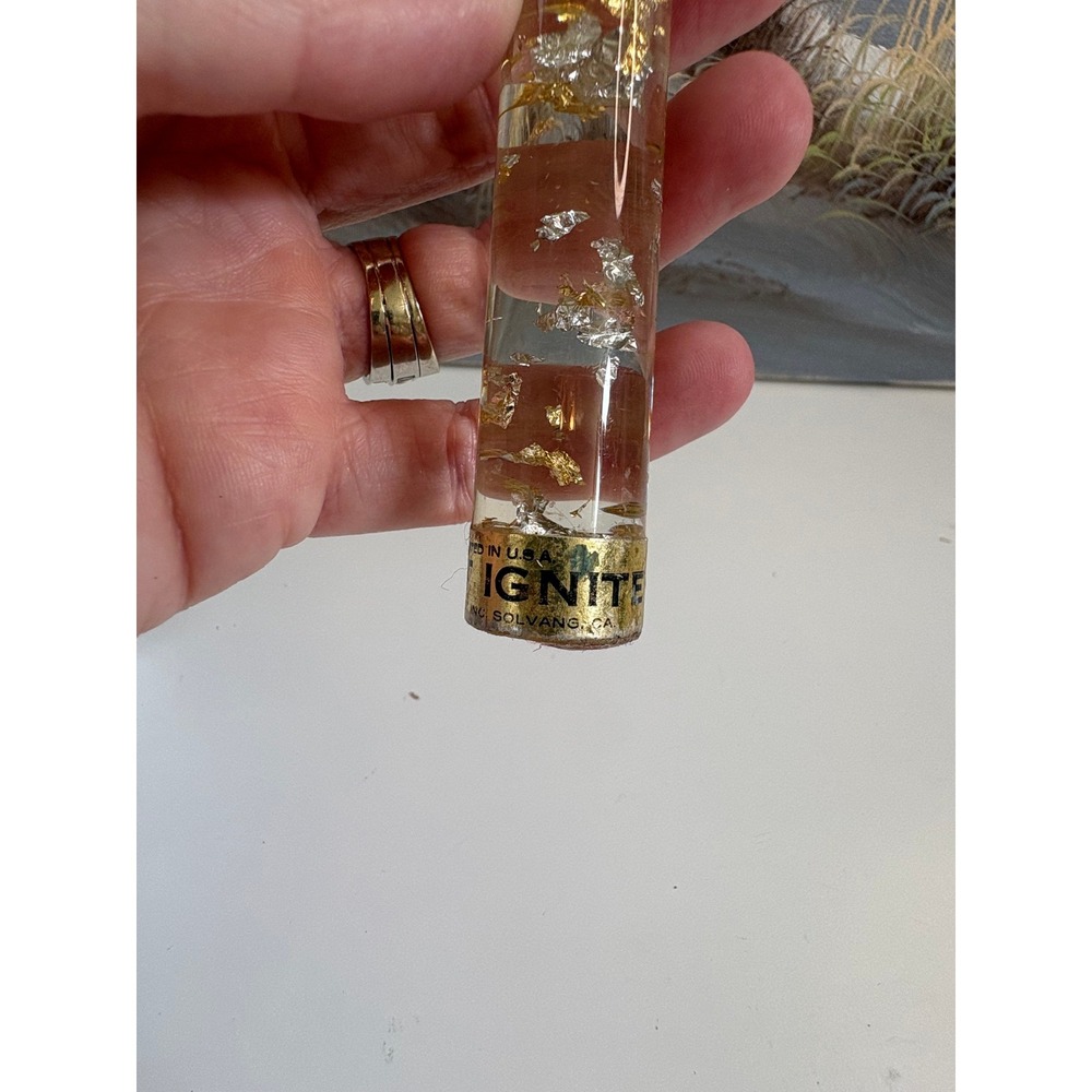Vintage D.H. Lindberg Handcrafted Gold Silver Flake Acrylic Taper Candle 10.5" - Picture 6 of 10